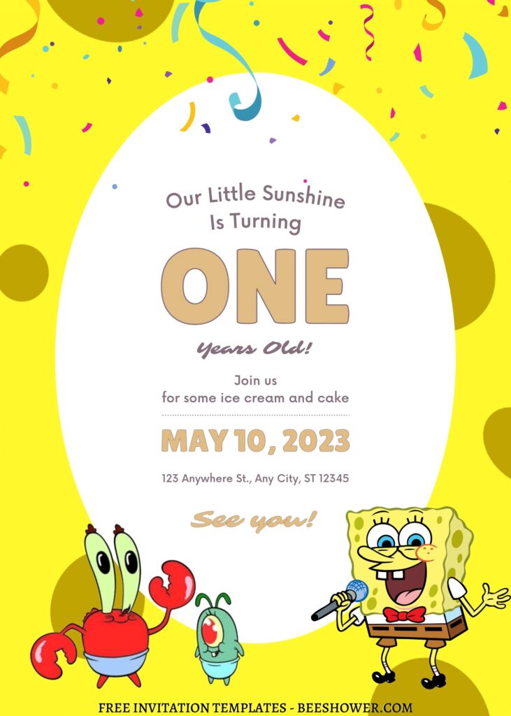 9+ Fun SpongeBob On The Run Canva Birthday Invitation Templates with adorable Baby Mr. Krab