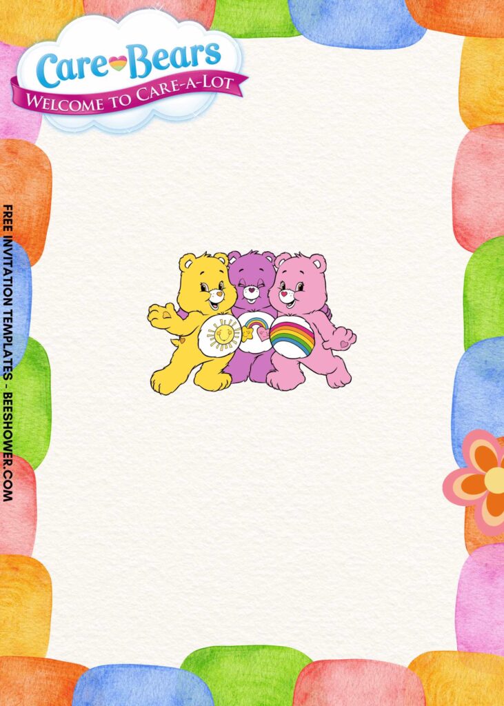 7 Care Bears Canva Kids Birthday Invitation Templates C - Downloadable 7+ A Whole Lot Of Fun Care Bears Canva Birthday Invitation Templates - Template No. 40