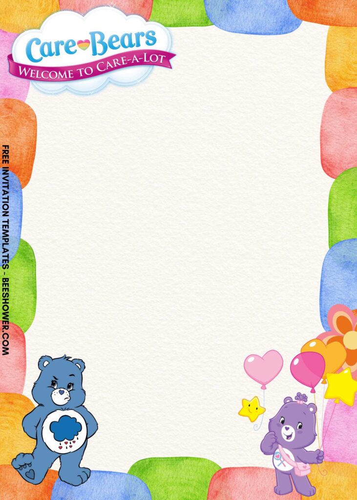 7 Editable Care Bears Canva Birthday Invitation Templates C - Downloadable 7+ A Whole Lot Of Fun Care Bears Canva Birthday Invitation Templates - Template No. 38