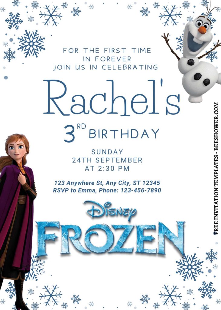 8+ Enchanting Disney Frozen Canva Birthday Invitation Templates with Anna and Olaf