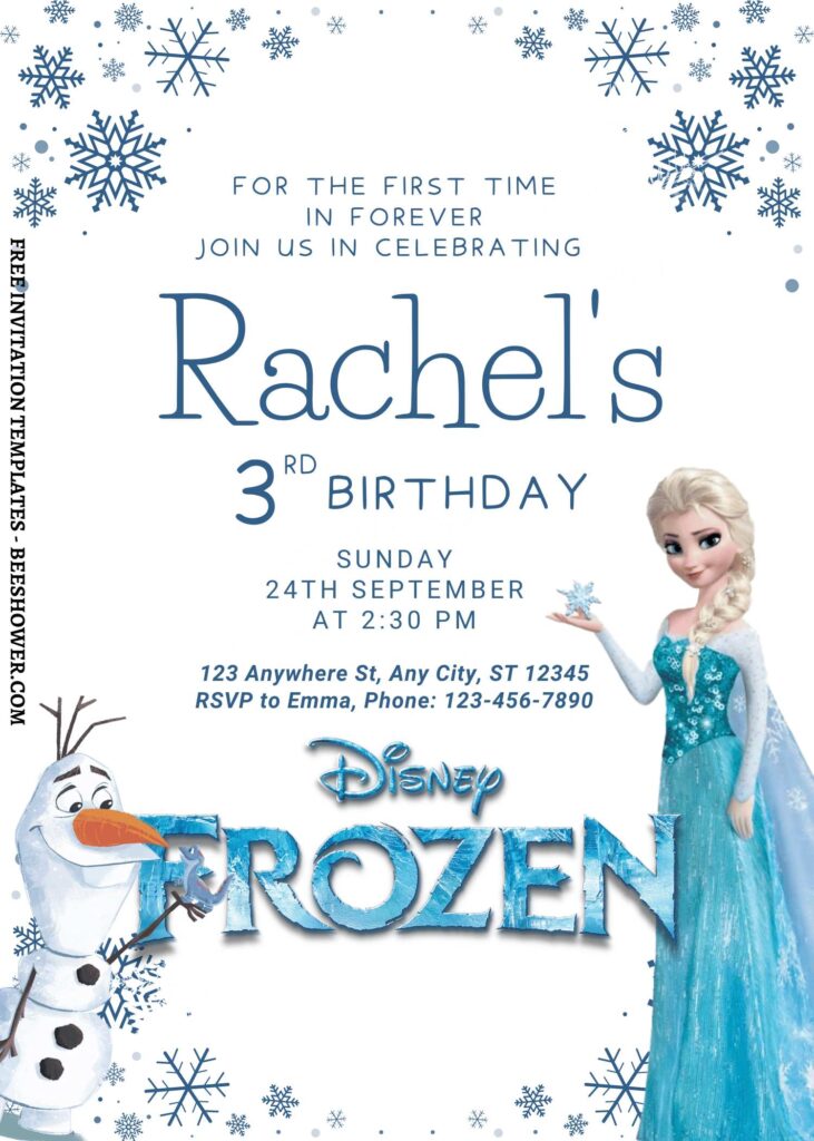 8+ Enchanting Disney Frozen Canva Birthday Invitation Templates with Elsa in sparkling dress