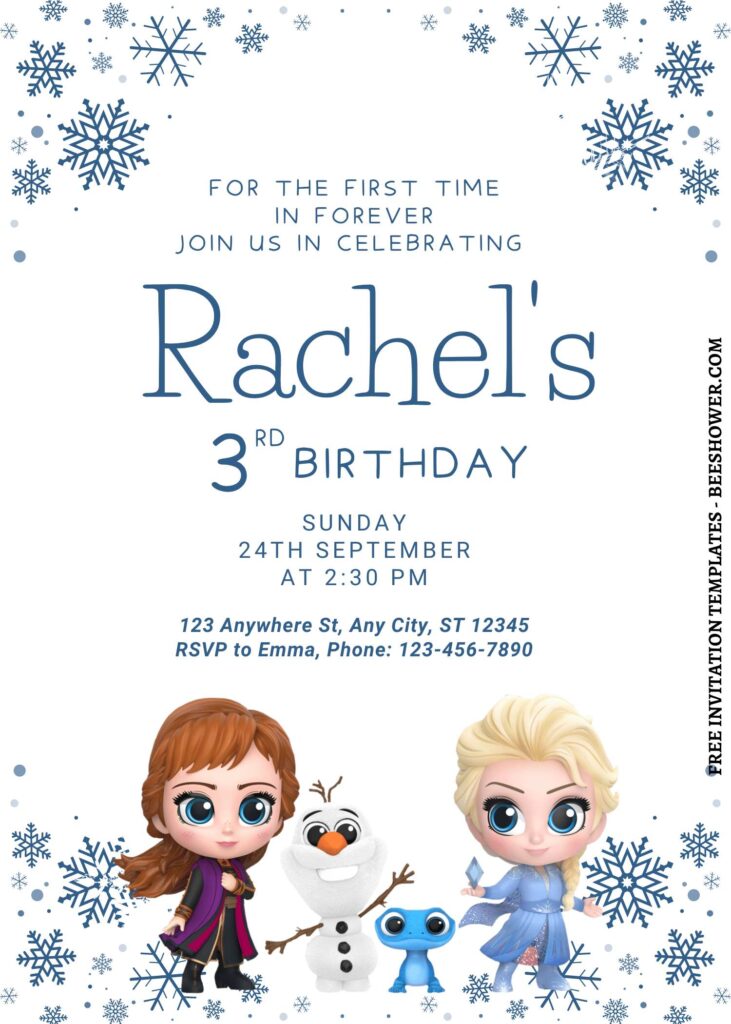 8+ Enchanting Disney Frozen Canva Birthday Invitation Templates with Chiby Elsa and Anna