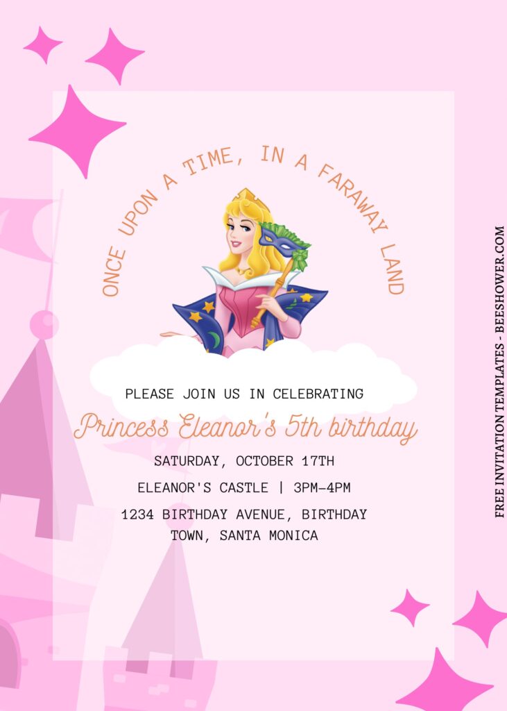 11+ Princess Castle Canva Birthday Invitation Templates  with Princess Aurorra