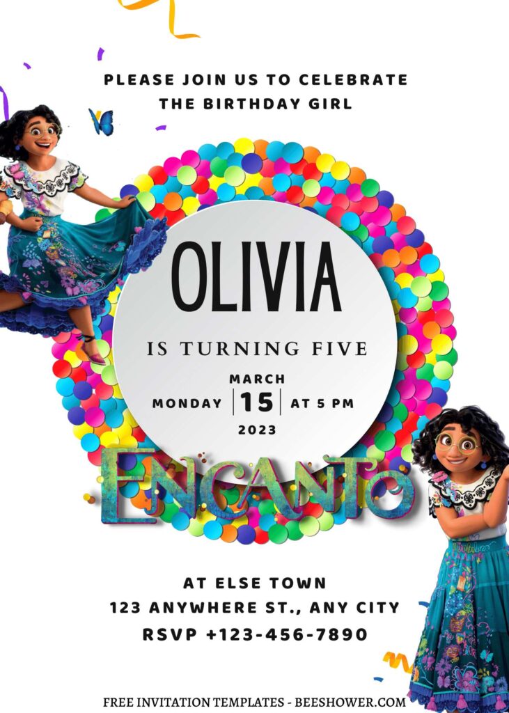 9+ Joyful Disney Encanto Canva Birthday Invitation Templates with colorful Papel Picado