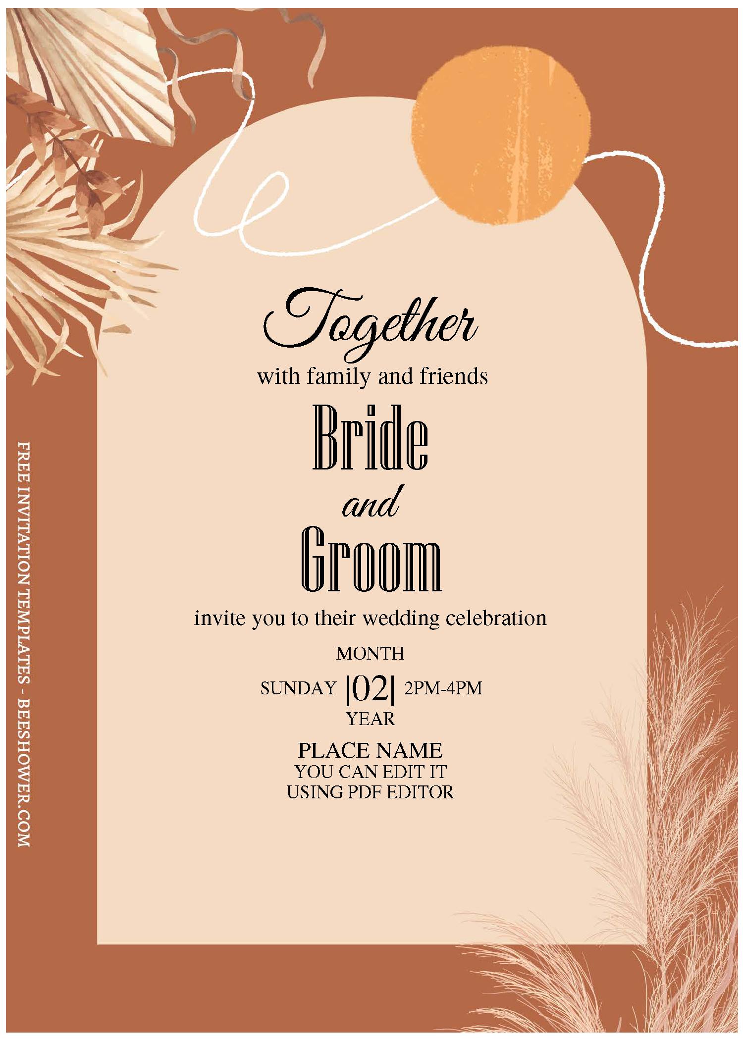 Download (Free Editable PDF) Modern Neutral Wedding Invitation ...