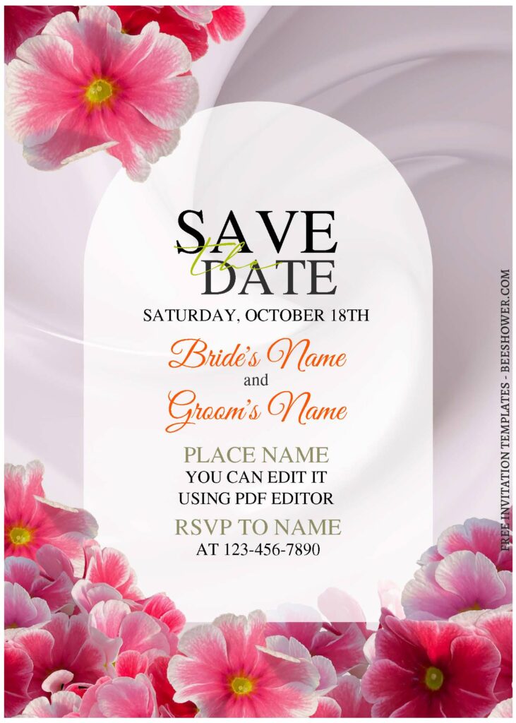(Free Editable PDF) Romantic Garden Roses Wedding Invitation Templates with elegant fonts