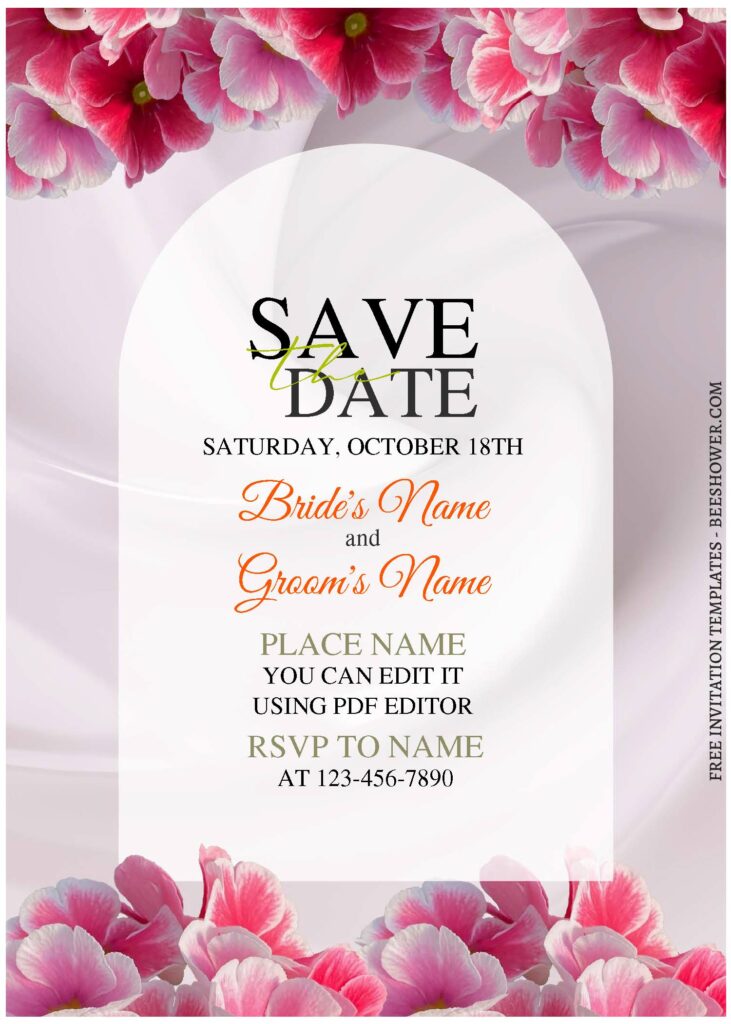 (Free Editable PDF) Romantic Garden Roses Wedding Invitation Templates with blush watercolor background