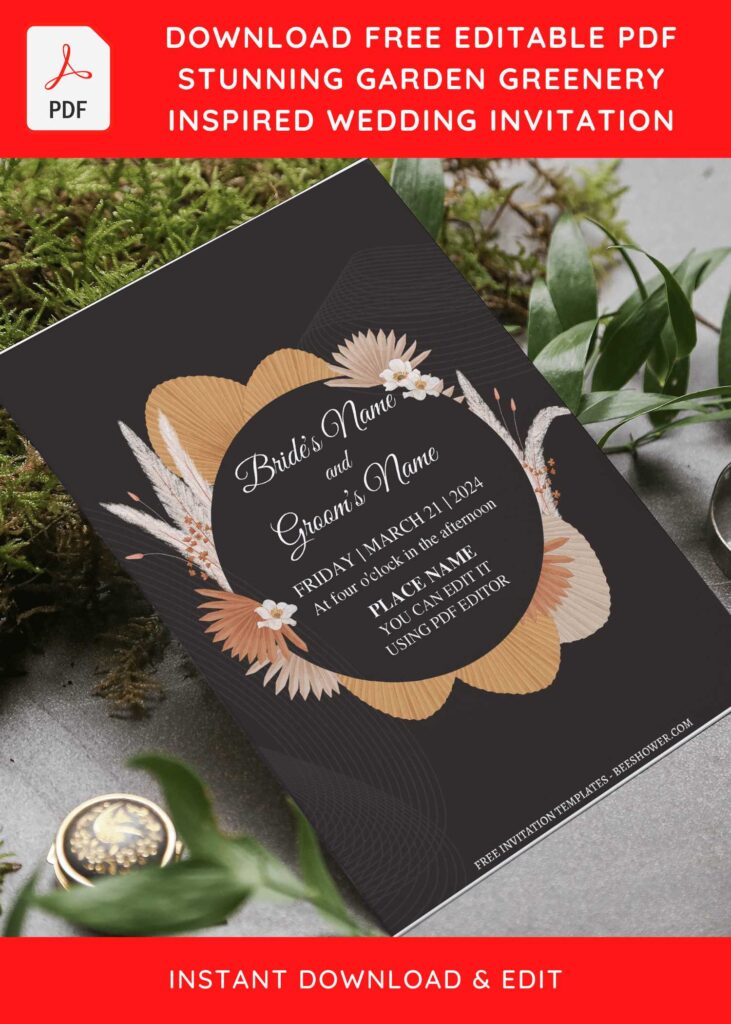 (Free Editable PDF) Magical Bohemian Wedding Invitation Templates with elegant typefaces