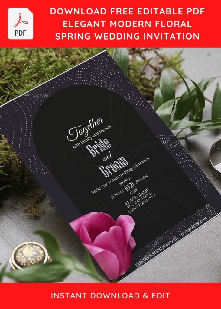 (Free Editable PDF) Modern Floral Delicacy Wedding Invitation Templates  with editable text