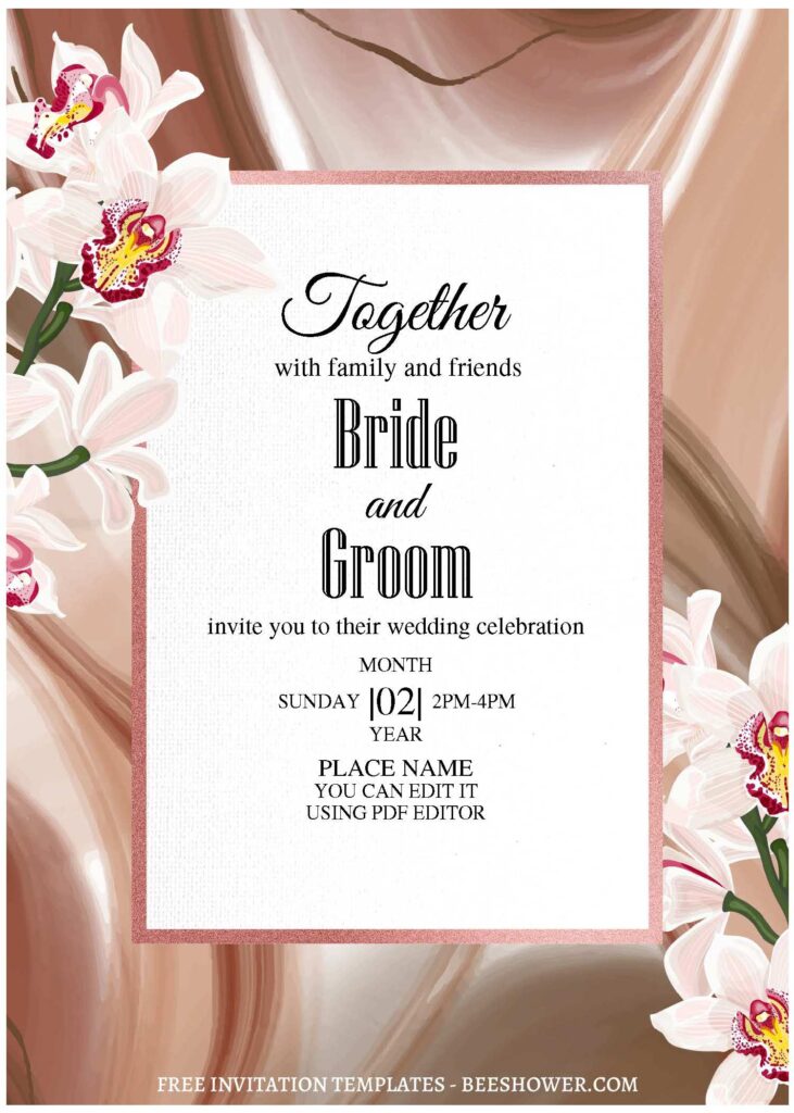 (Free Editable PDF) Splendid Floral Edge Wedding Invitation Templates  with white anemone flowers