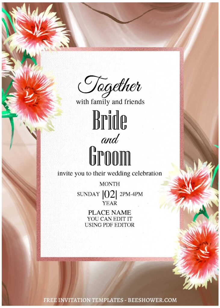 (Free Editable PDF) Splendid Floral Edge Wedding Invitation Templates  with gorgeous snapdragon flower