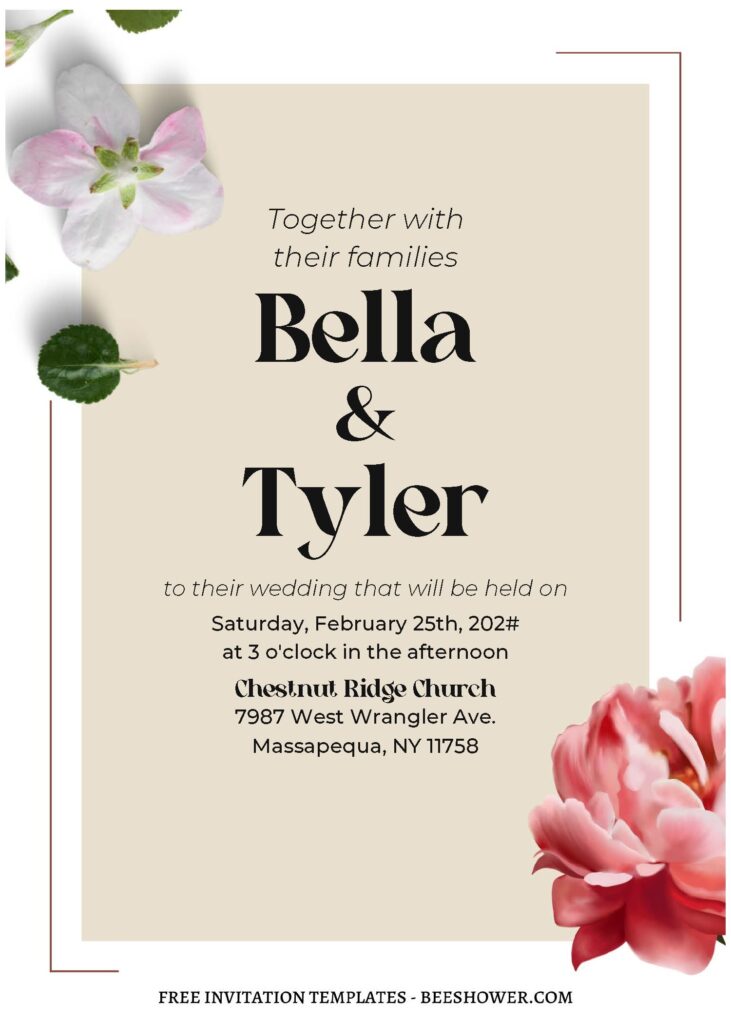(Free Editable PDF) Organic Spring Garden Wedding Invitation Templates with elegant typefaces and font styles