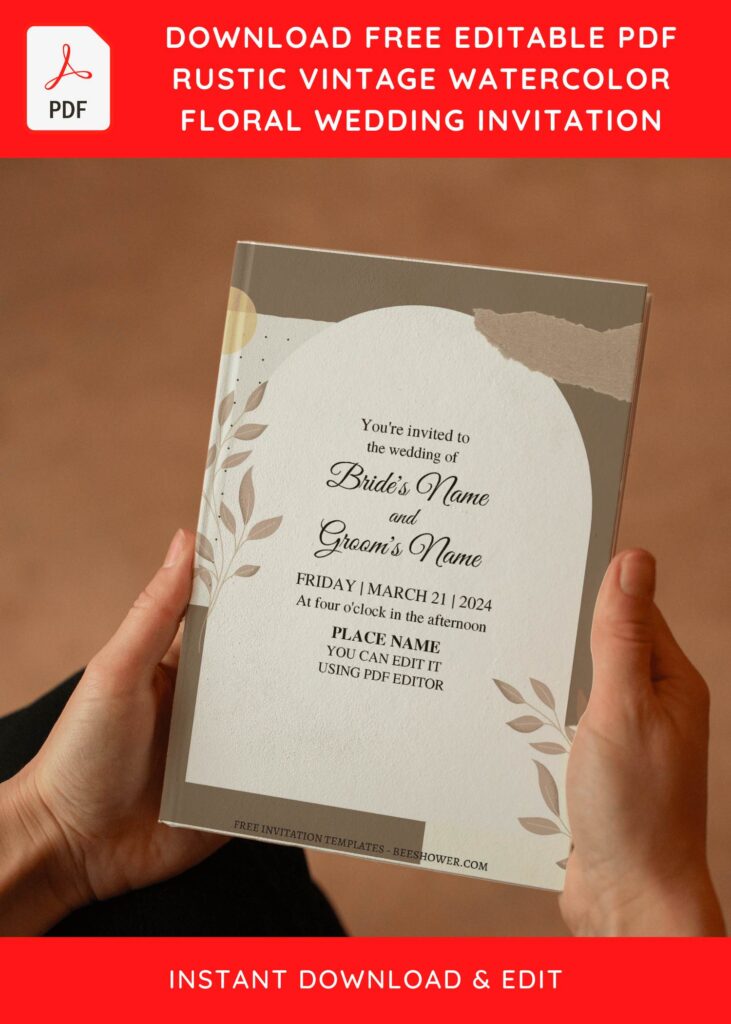 (Free Editable PDF) Brilliant Summer Boho Wedding Invitation Templates with torn paper