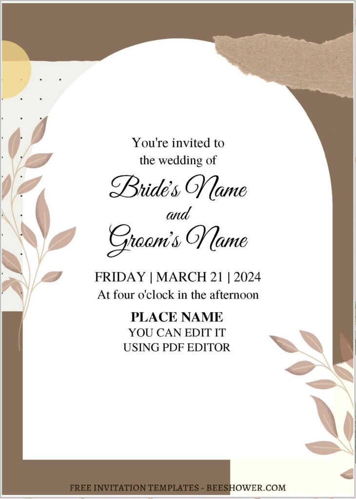 (Free Editable PDF) Brilliant Summer Boho Wedding Invitation Templates with eucalyptus