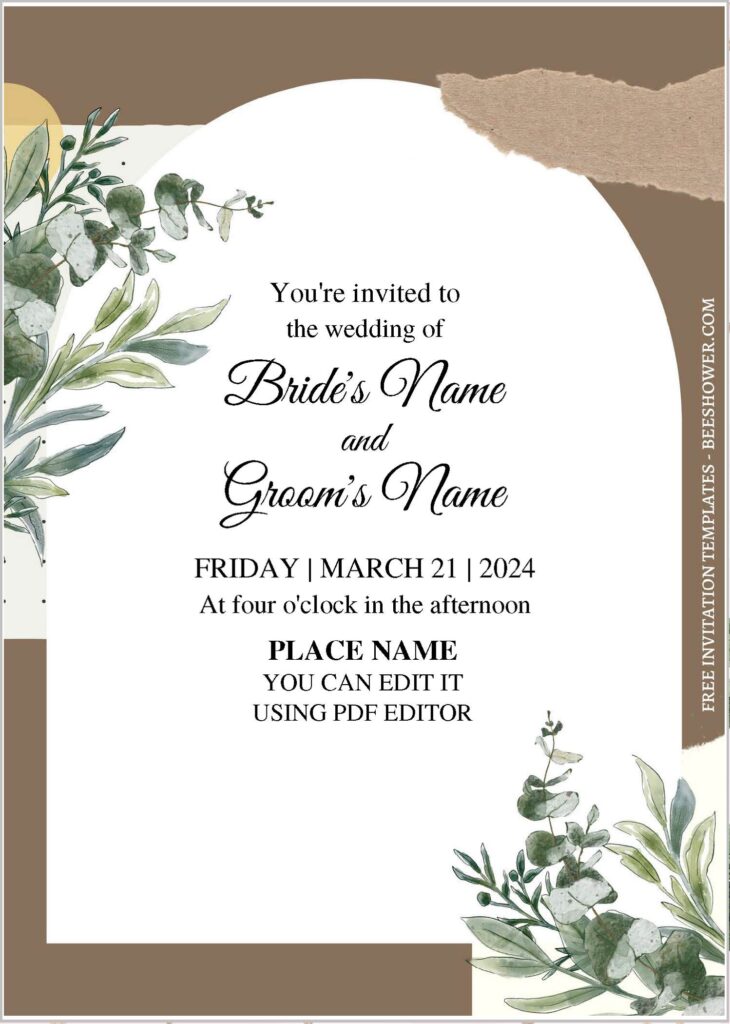 (Free Editable PDF) Brilliant Summer Boho Wedding Invitation Templates with collage elements