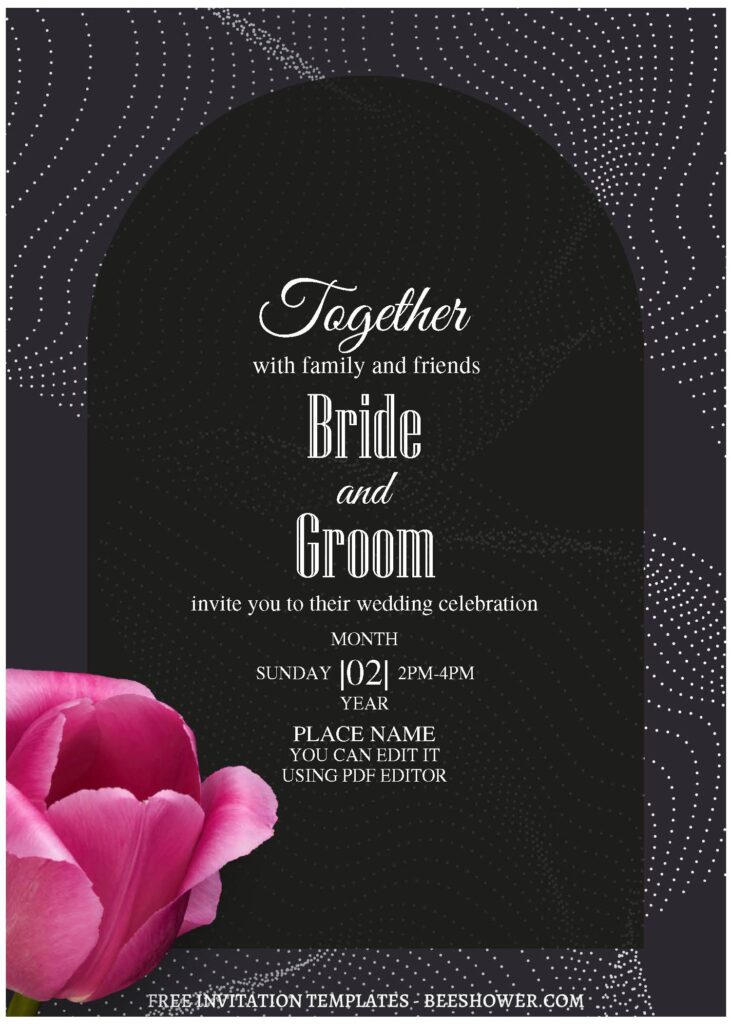 (Free Editable PDF) Modern Floral Delicacy Wedding Invitation Templates  with alluring watercolor tulip