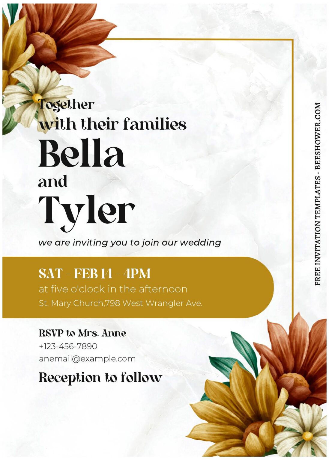 (Free Editable PDF) Minimalist & Aesthetic Floral Wedding Invitation ...