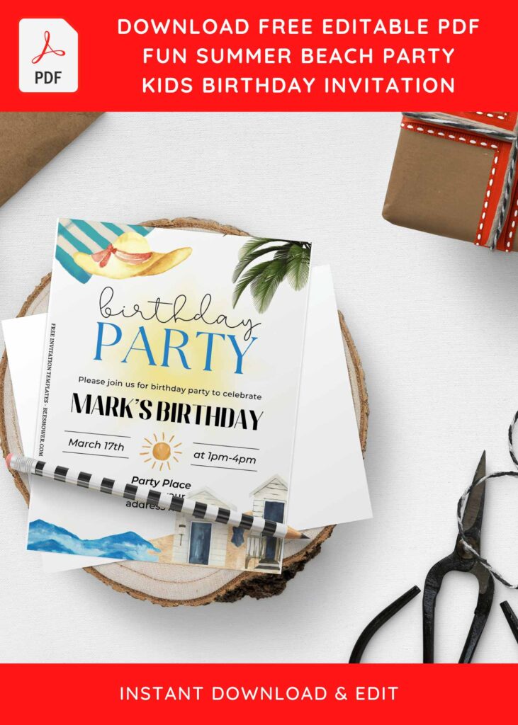 (Free Editable PDF) Beautiful Summer Party Invitation Templates with cute wording