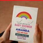 (Free Editable PDF) Colorful Pastel Rainbow Baby Shower Invitation Templates E