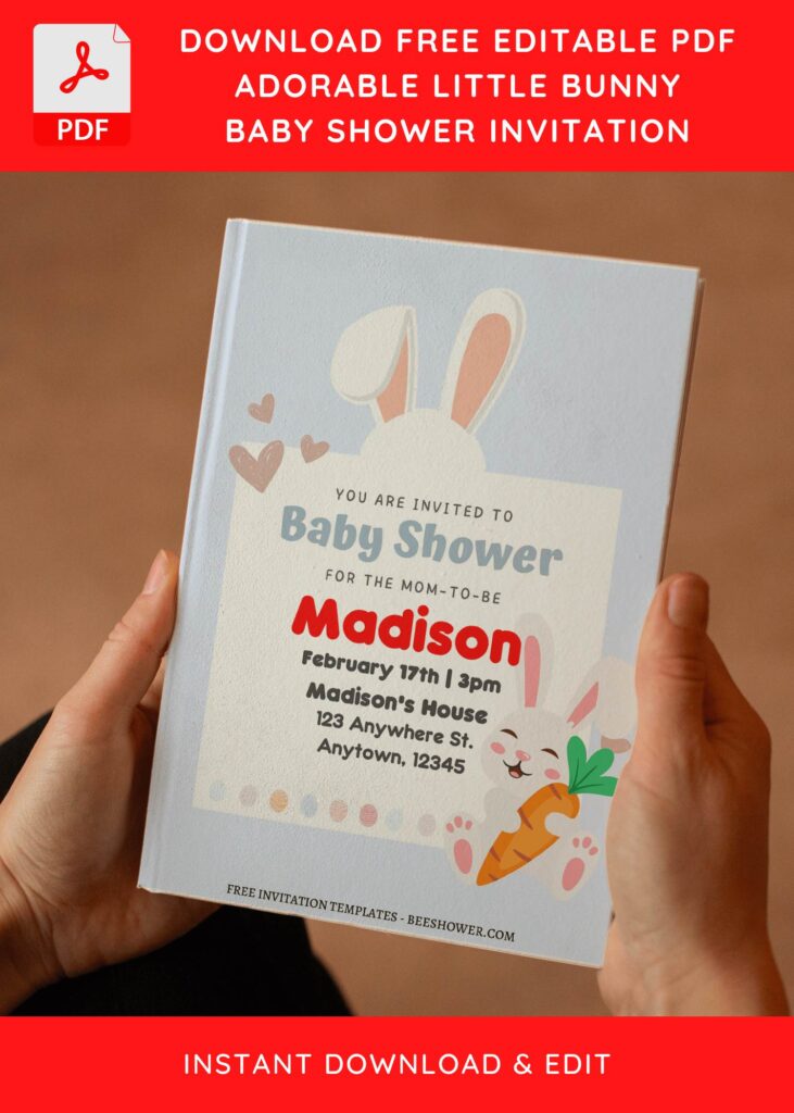 (Free Editable PDF) Some Bunny Baby Shower Invitation Templates E