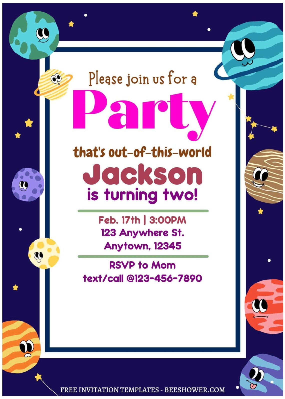 (Free Editable PDF) Stellar Space Themed Birthday Invitation Templates ...