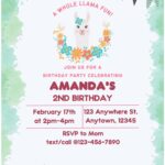 (Free Editable PDF) Adorable Llama Fiesta Baby Shower Invitation Templates C