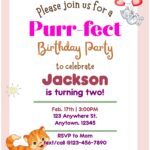 (Free Editable PDF) Cutesy Kitty Themed Birthday Invitation Templates A