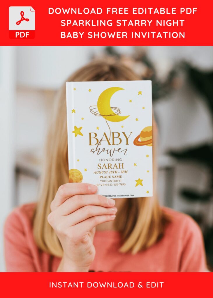 (Free Editable PDF) Starry Night Baby Shower Invitation Templates J