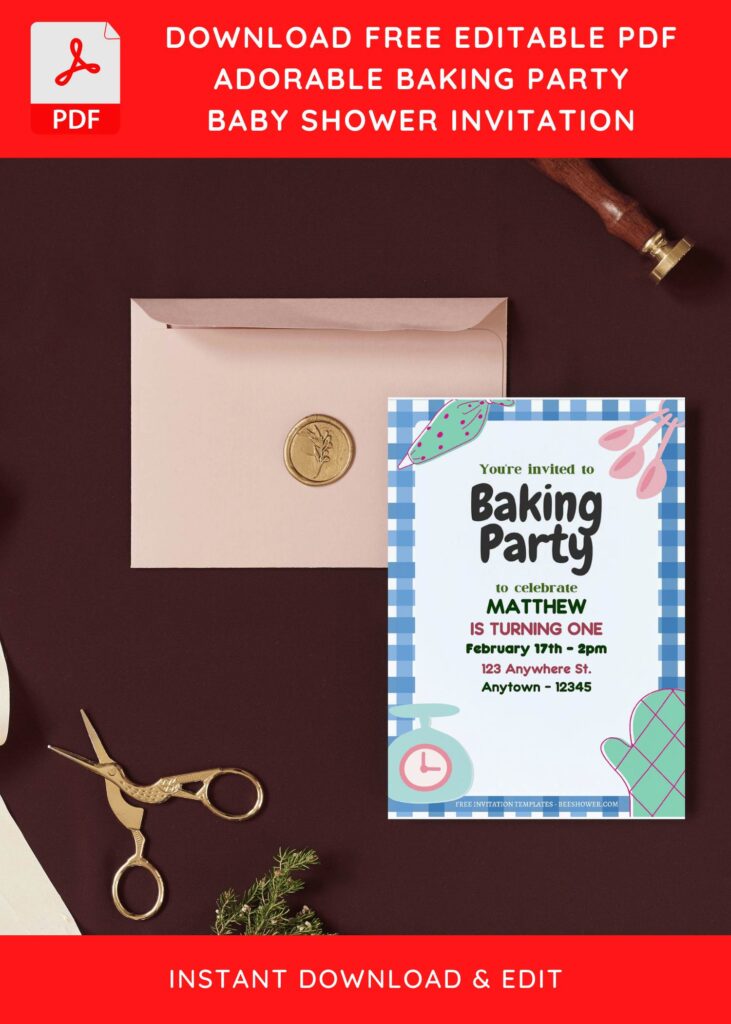 (Free Editable PDF) Baking Party Baby Shower Invitation Templates I