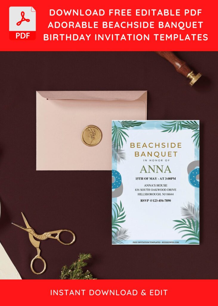 (Free Editable PDF) Beachside Banquet Baby Shower Invitation Templates I