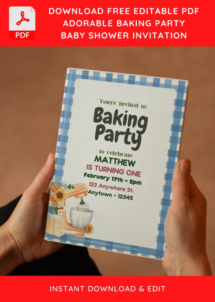 (Free Editable PDF) Baking Party Baby Shower Invitation Templates E
