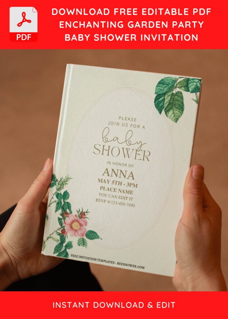(Free Editable PDF) Gorgeous Fairy Garden Baby Shower Invitation Templates E