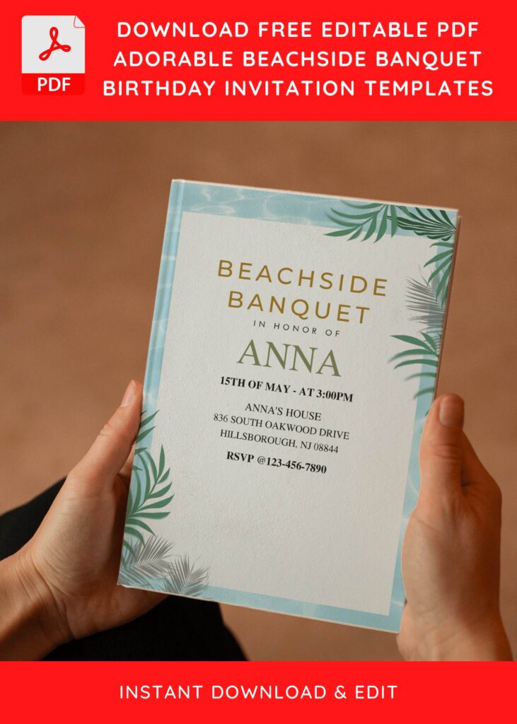 (Free Editable PDF) Beachside Banquet Baby Shower Invitation Templates E