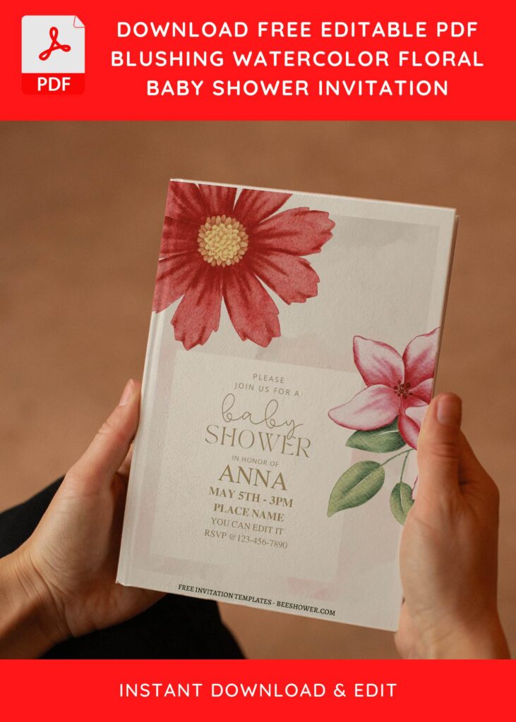 (Free Editable PDF) Flourishing Floral Baby Shower Invitation Templates E