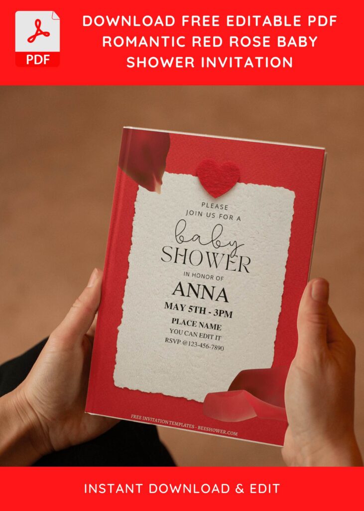 (Free Editable PDF) Bubbly Romantic Rose Baby Shower Invitation Templates E