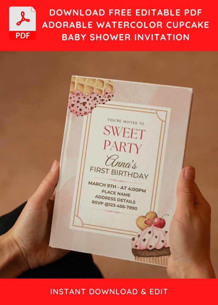 (Free Editable PDF) Sweet Dessert Baby Shower Invitation Templates E