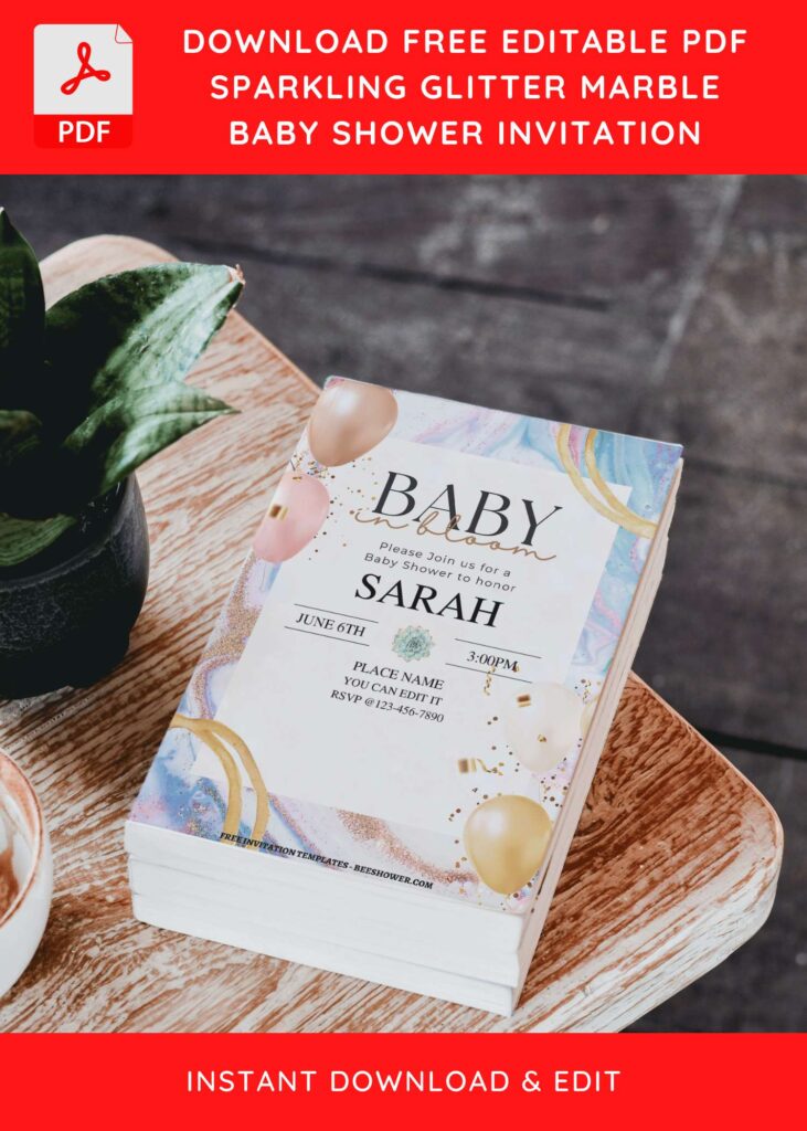 (Free Editable PDF) Modern Elegance Baby Shower Invitation Templates D