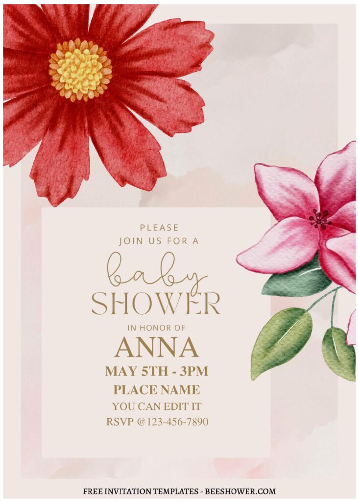 (Free Editable PDF) Flourishing Floral Baby Shower Invitation Templates A