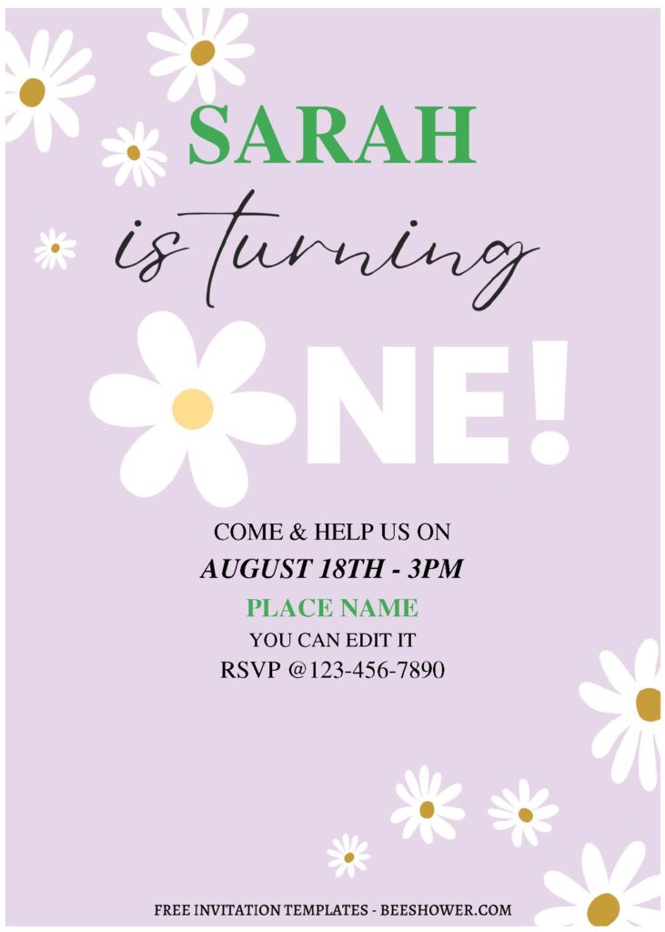 (Free Editable PDF) Floral Daisy Baby Shower Invitation Templates A