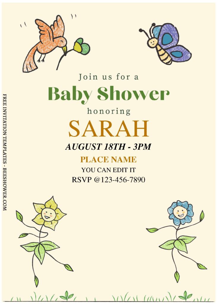 (Free Editable PDF) Dancing Floral Baby Shower Invitation Templates C