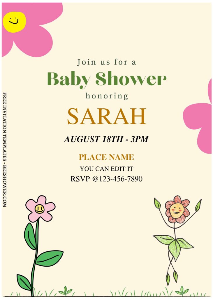 (Free Editable PDF) Dancing Floral Baby Shower Invitation Templates A