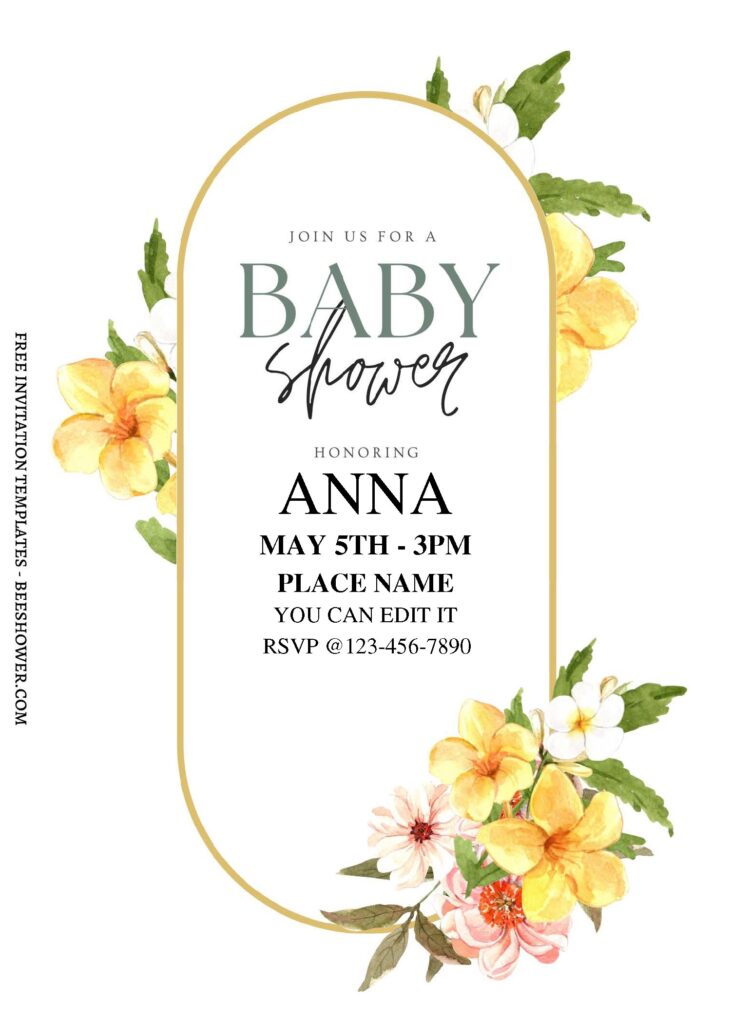 (Free Editable PDF) Blooming Garden Floral Baby Shower Invitation Templates B
