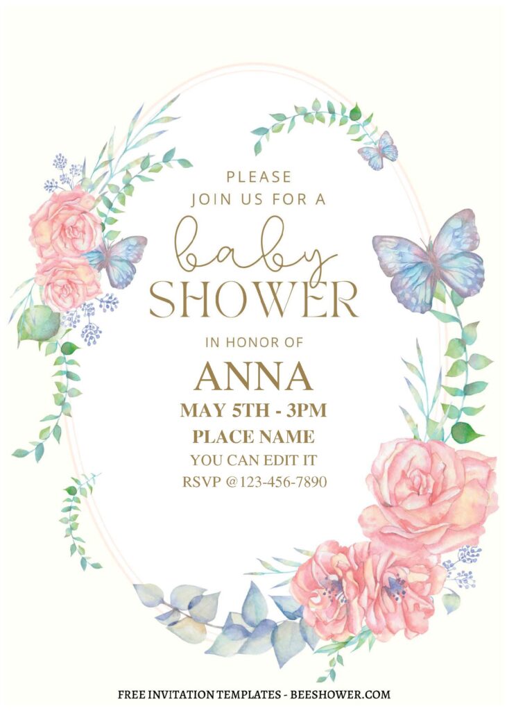 (Free Editable PDF) Gorgeous Fairy Garden Baby Shower Invitation Templates C