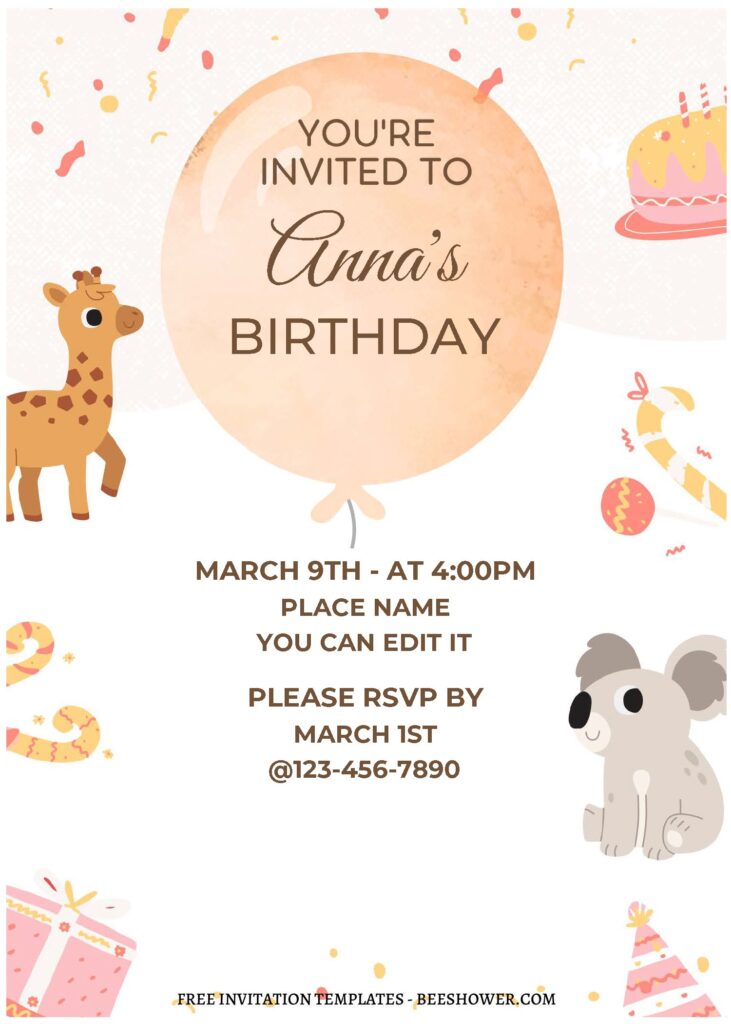 (Free Editable PDF) Cheerful Animal Birthday Invitation Templates A