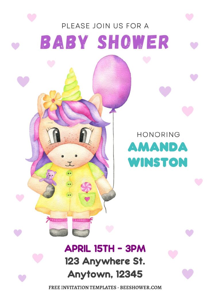 (Free Editable PDF) Girly Baby Shower Invitation Templates C