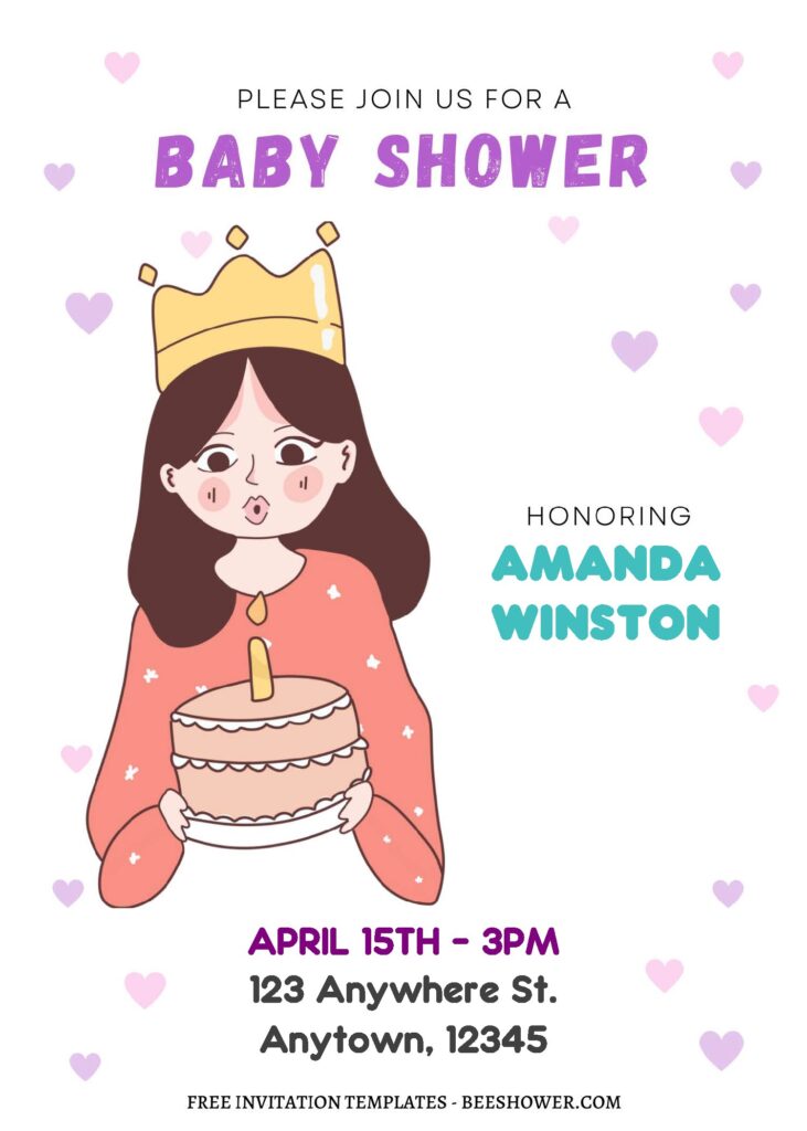 (Free Editable PDF) Girly Baby Shower Invitation Templates A