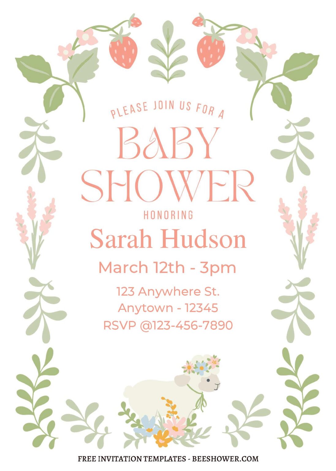 (Free Editable PDF) Pristine Greenery Garden Baby Shower Invitation ...