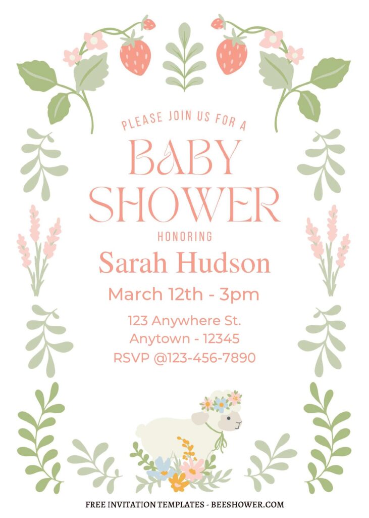 (Free Editable PDF) Pristine Greenery Garden Baby Shower Invitation Templates C