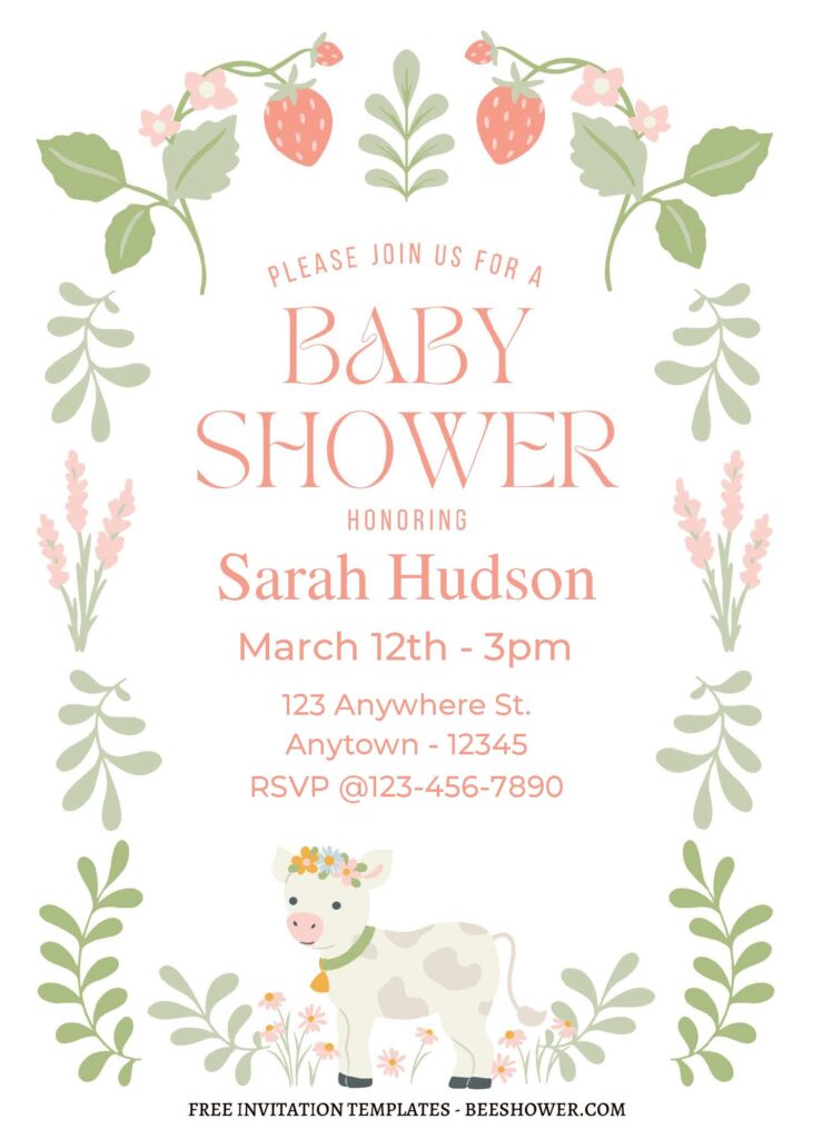 (Free Editable PDF) Pristine Greenery Garden Baby Shower Invitation Templates A