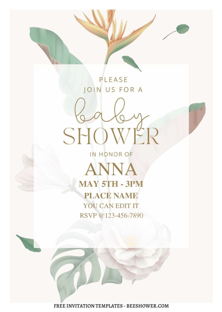 (Free Editable PDF) Dreamy Floral Baby Shower Invitation Templates C